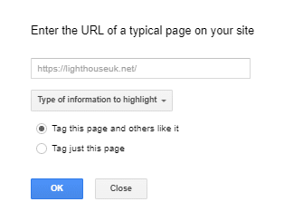 enter the page to tag in a data set 