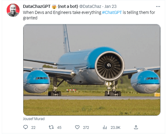A meme of a badly designed plane by an AI image generator