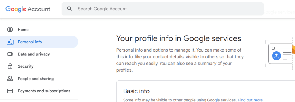 Google account details