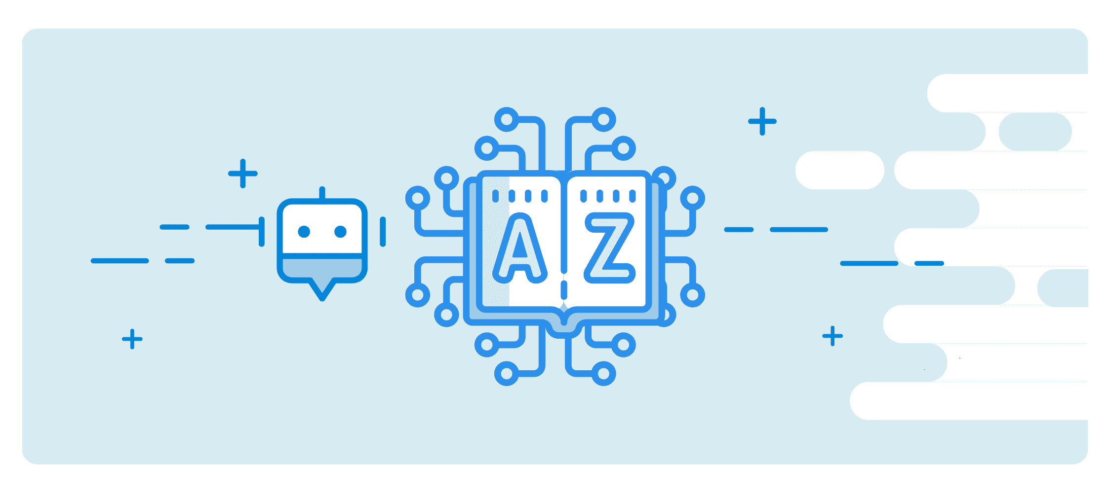 Hero image depicting a AI bot and an AI Glossary