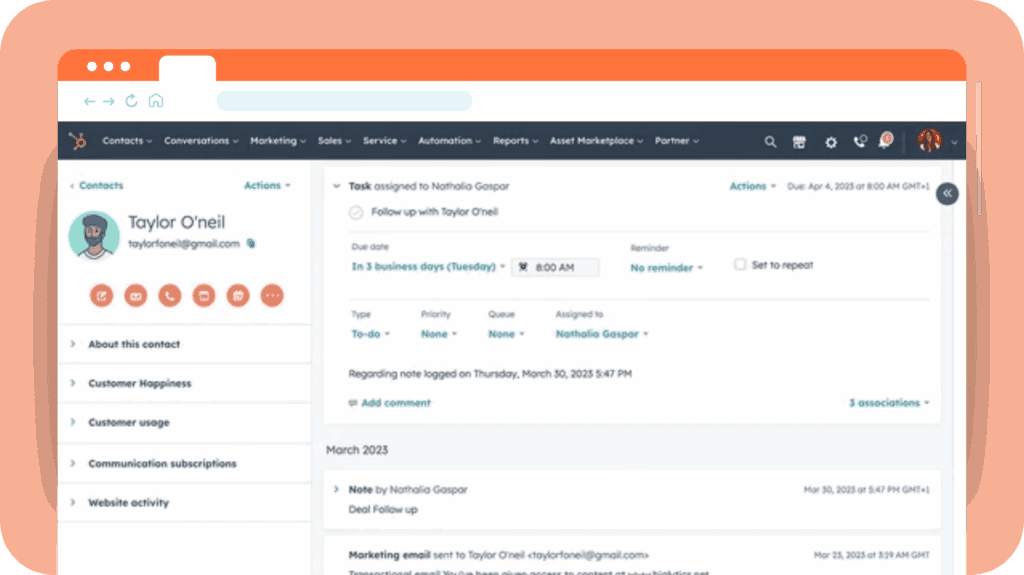 Managing contacts on HubSpot